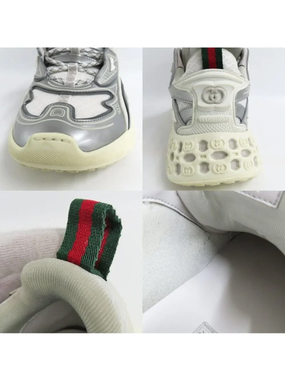 Gucci T Cube Sneakers Demetra Mesh 7.5 Gray White Low